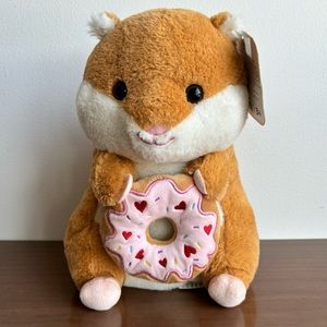 Kellytoy Adorable Hamster Holding Valentines Donut Plush Stuffed Animal 10”